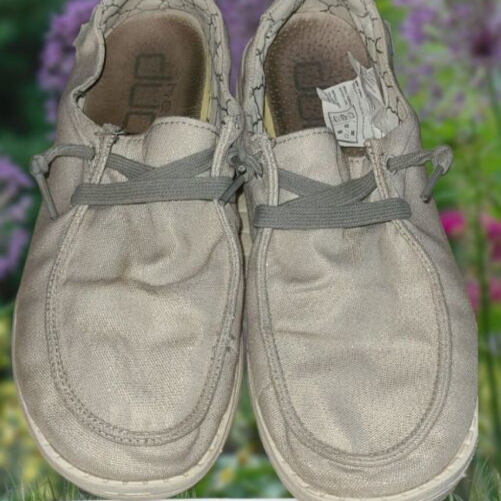 Hey Dude Womens Wendy Shoes Sparkling Pearl Grey Gray Size 7